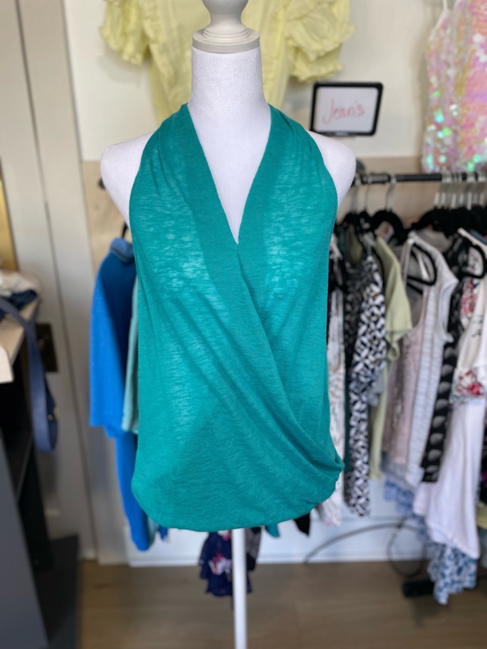 Moa Moa Teal Surplice Halter Tank